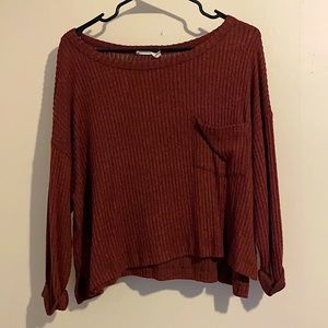 Burnt red cropped light weight sweater